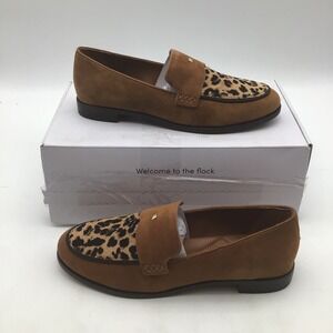 Birdies The Starling 20 Leopard Print Calf Hair Suede Loafers Womens Size 8 NEW